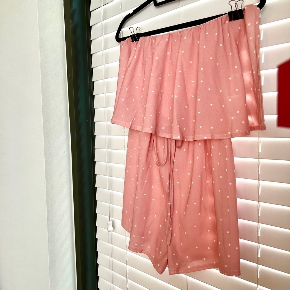 Super cute Private Label Peach Polka Dot Romper! Sz S ππβοΈπ - Picture 8 of 17